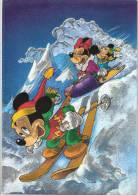 3 D Postcard Les Couleurs Magiques Disney Mickey Mouse Snow Skiing Bobsledding Ski Bobsleigh Unused - Zonder Classificatie