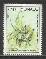 MONACO , 3.40 Frs , Insecte Du Parc National Du Mercantour , Sauterelle Verte , 1987 , N° YT 1572 , NEUF ** - Unused Stamps
