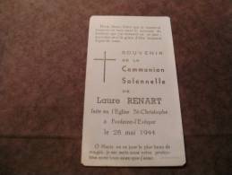 BC4-2-101 CDP Souvenir Communion  Laure Renart Fontaine L'Evêque 1944 - Kommunion Und Konfirmazion