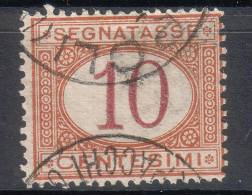 Regno D'Italia - 1870 Segnatasse (usato) 10 C. Ocra E Carminio Sass. 6 - Impuestos