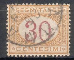 Regno D'Italia - 1870 Segnatasse (usato) 30 C. Ocra E Carminio Sass. 7 - Strafport