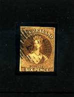 NEW ZEALAND - 1857  FULL FACE QUEEN  3 D. BROWN NO WMK FINE USED - Usados