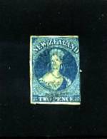 NEW ZEALAND - 1862  FULL FACE QUEEN  2 D. BLUE WMK LARGE STAR FINE USED - Usati