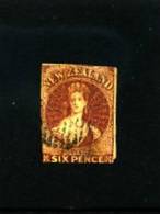 NEW ZEALAND - 1862  FULL FACE QUEEN  6 D. RED-BROWN WMK LARGE STAR FINE USED - Usados