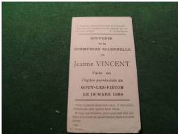 BC4-2-102 Souvenir Communion Jeanne Vincent Gouy Lez Pieton 1934 - Comunioni