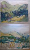 RARE - VERCORS Paire D'aquarelles Carnet De Voyage - Fin XIXe Début XX - Watercolours