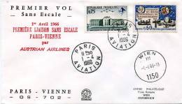 Premier Vol Sans Escale Paris Vienne Par Austrian Airlines Le 14/4/1966 - 1960-.... Cartas & Documentos