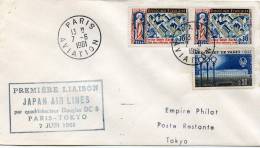 Première Liaison Paris Tokyo De La Japan Airlines Par Douglas >DC8 Le 7//6/1961 - 1960-.... Cartas & Documentos