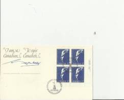 CANADA 1980 –  FDC JOHN GEORGE DIEFENBAKER - PRIME MINISTER W 1 LOWER RIGHT CORNER BLOCK OF 4 STS  OF 17  C    POSTM. OT - 1971-1980