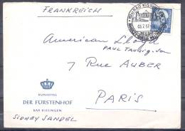 LETTRE  Cachet   BAD KISSINGEN    Le 3 7 1957  Pour Paris   Envel PUB   KURHOTEL - Brieven En Documenten