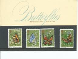 1981 Butterflies Set Of 4 Presentation Pack As Issued 11th May 1981 Great Value - Presentation Packs