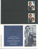 1981 Royal Wedding Set Of 2 Presentation Pack As Issued 22nd July 1981 Great Value - Presentation Packs
