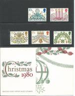 1980 Christmas Set Of 5  Presentation Pack As Issued 19h November 1980 Great Value - Presentation Packs