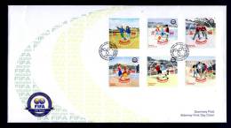 ALDERNEY - 2004 FIFA 100 YEAR ANNIVERSARY SET (6V) ON FIRST DAY COVER FDC PREMIER JOUR SUPERB - Cartas & Documentos