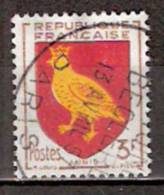 Timbre France Y&T N°1004 (02) Obl.  Armoirie De L´Aunis.  3 F. Brun, Rouge Et Jaune. Cote 0,15 € - 1941-66 Armoiries Et Blasons
