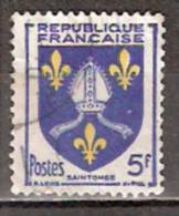 Timbre France Y&T N°1005 (04) Obl.  Armoirie De Saintonge.  5 F. Outremer Et Jaune. Cote 0,15 € - 1941-66 Armoiries Et Blasons