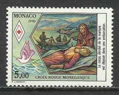 MONACO , 5 Frs , Croix Rouge Monégasque , Dépôt Du Corps Dans Une Embarcation Pour L'Afrique, 1990 , N° YT 1721  NEUF ** - Unused Stamps