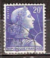 Timbre France Y&T N°1011B (02) Obl.  Marianne De Muller.  20 F. Bleu. Cote 0,15 € - 1955-1961 Marianne De Muller