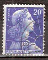 Timbre France Y&T N°1011B (03) Obl.  Marianne De Muller.  20 F. Bleu. Cote 0,15 € - 1955-1961 Marianna Di Muller
