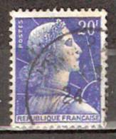 Timbre France Y&T N°1011B (04) Obl.  Marianne De Muller.  20 F. Bleu. Cote 0,15 € - 1955-1961 Maríanne De Muller