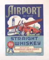 Etiquette De   Whisky   -  Airport  -  Boston  USA  (thème Avion) - Whisky