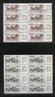 POLAND 1965 STAMP DAY SET OF 2 BLOCKS OF 8 USED Horses Carriages Stagecoaches Art Paintings Stamp Postal Services - Stage-Coaches