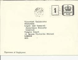 INGLATERRA CC CORREO OFICIAL DEPARTAMENTO DE EMPLEO AL VIZCONDE DE CALDECOTE 1978 - Dienstmarken