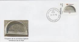 SPAIN. COVER Romanesque Tympanum THE OLD TEMPLE EL PILAR. ZARAGOZA. "TU SELLO" - Cartas & Documentos