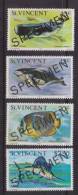 St Vincent 1975 Fish Definitives 4 Values To $ 2.50 Sailfish With Line In Mouth Specimen Overprints MNH - St.Vincent (...-1979)