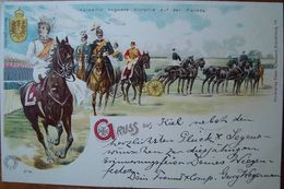 Litho GRUSS KIEL 1899, Kaiserin Auguste Victoria Auf Parade, Perfekt, Stamp HAMBURG - Kiel