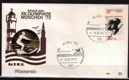 ALLEMAGNE  FDC   Cachet   KIEL 72      Le 1-9- 1972     JO 1972   Ski Nautique  Ski - Wasserski