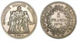 5 Francs Hercule Argent 1873 A - J. 5 Francs