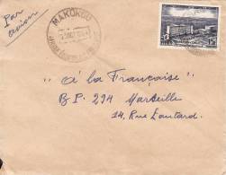 Makokou (Petit Bureau) > Transit > Libreville Gabon Afrique Colonie Française Lettre Avion > Marseille Marcophilie - Cartas & Documentos