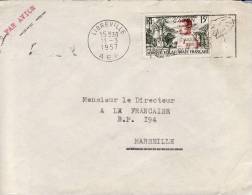 Libreville Gabon Afrique Colonie Française Lettre Par Avion Pour Marseille Flamme Marcophilie - Cartas & Documentos