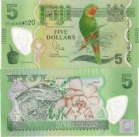 Fiji 5 Dollars 2012. UNC  Polymer Birds Fauna - Fiji