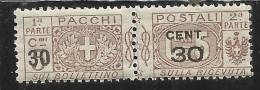 ITALIA REGNO ITALY KINGDOM 1923 1925 PACCHI POSTALI PARCEL POST SOPRASTAMPATO SURCHARGED CENT. 30 SU 5 MNH - Colis-postaux