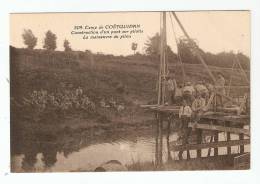 CPA - 56 Militaria - Coëtquidan :  Construction D'un Pont Sur Pilotis - Manoeuvre Du Pilon - Manoeuvres