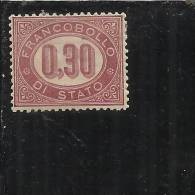 ITALIA REGNO 1875 CIFRE CENT.30 MNH BEN CENTRATO - Dienstzegels