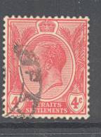 STRAITS SETTLEMENTS, 1921 4c Carmine (wmk Script CA) Very Fine Used, Cat £4.75 - Malacca