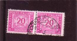 1956/61 (114/l) Segnatasse Filigrana Stelle II Lire 20 Usato In Coppia - Leggi Messaggio Del Venditore - Strafport