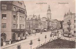 Allenstein Zeppelinstraße Schloss Cafe Strassenbahn Belebt Litfaßsäule Gelaufen 6.6.1917 Als Feldpost - Ostpreussen