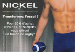 CPM RUGBY Ballon Offert Par NICKEL PUB Transformez L´ Essai Torse Nu Homme Si Bandes Jaunes Dues Au Scan - Rugby