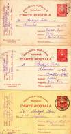 POSTCARD STATIONERY ENTIER POSTAL 6LEI 1951 ERROR COLOR 3X RED RARE! ROMANIA. - Covers & Documents