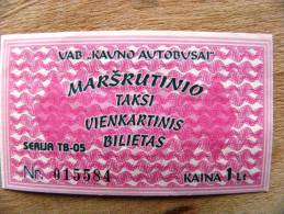 Micro Bus Ticket Of Kaunas City Lithuania, 1lt. Shuttle Taxi "kauno Autobusai" - Europe