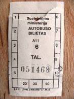 Bus Ticket From Lithuania, Old - Europe