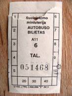 Bus Ticket From Lithuania, Old - Europa