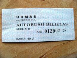 Bus Ticket From Lithuania, Urmas - Europe