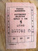 Bus Ticket From Lithuania, 1lt. - Europe