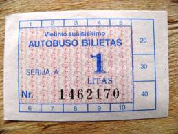 Bus Ticket From Lithuania, 1lt. - Europa