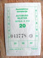 Bus Ticket From Lithuania, 1993 20 - Europa